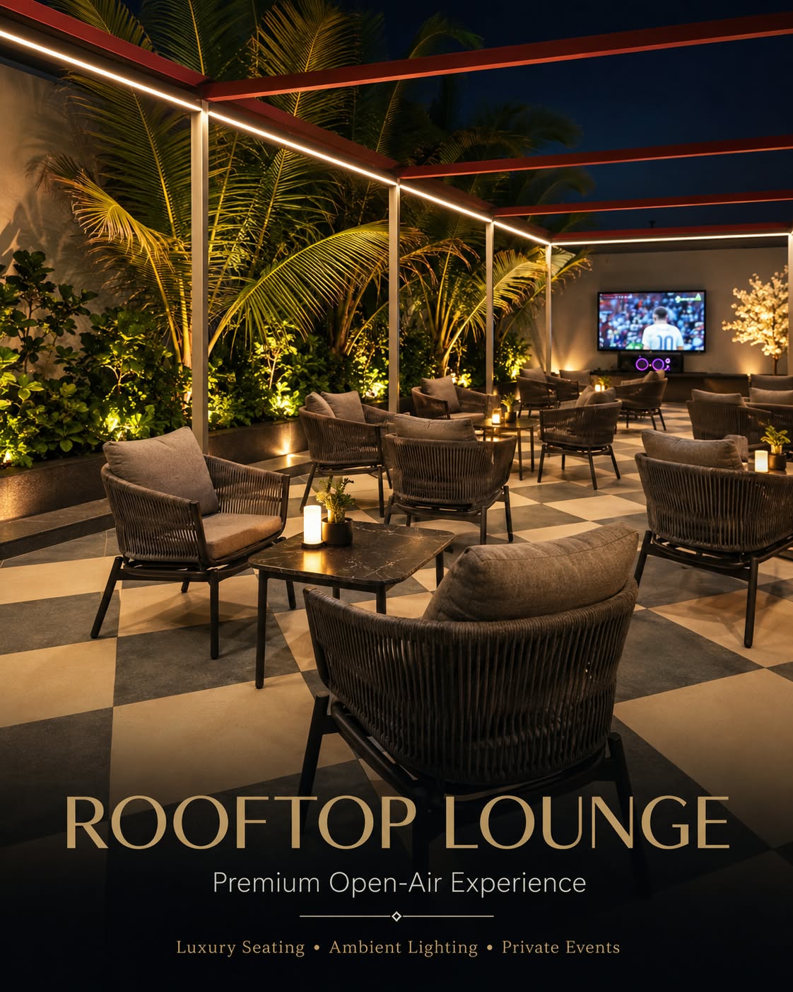 MCC rooftop lounge prepared for a private evening meeting